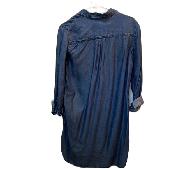 Gap Blue Denim Chambray Long Sleeve Above Knee High-Low Shirt Dress Size Small - Picture 8 of 16
